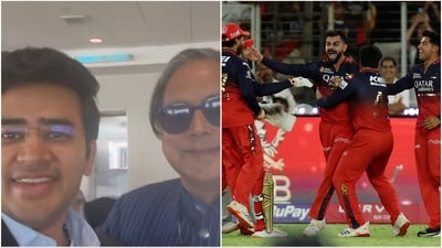 BJP MP Tejaswi Surya, who is part of India's multi-party delegation led by Congress MP Shashi Tharoor, shared a video on X celebrating RCB’s victory. (X/Tejaswi Surya) BJP MP Tejaswi Surya, who is part of India's multi-party delegation led by Congress MP Shashi Tharoor, shared a video on X celebrating RCB’s victory. (X/Tejaswi Surya)