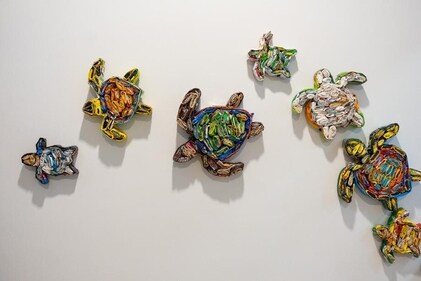 Artist Manveer Singh pays homage to Olive Ridley turtles with this colourful installation.