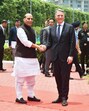 Defence minister Rajnath Singh with his Australian counterpart Richard Marles in New Delhi on Wednesday. (AP) Defence minister Rajnath Singh with his Australian counterpart Richard Marles in New Delhi on Wednesday. (AP)