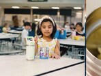 In the clip, Anya introduces herself and excitedly describes her lunch. In the clip, Anya introduces herself and excitedly describes her lunch.