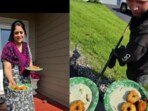 An Indian woman was seen offering vada and chutney to construction workers in the US 