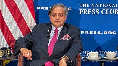 Congress leader Shashi Tharoor during an interaction with journalists, at the National Press Club in Washington DC (PTI) Congress leader Shashi Tharoor during an interaction with journalists, at the National Press Club in Washington DC (PTI)