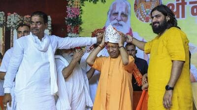 Uttar Pradesh chief minister Yogi Adityanath at the birth anniversary celebrations of Mahant Nritya Gopal Das in Ayodhya on Thursday. (PTI PHOTO) Uttar Pradesh chief minister Yogi Adityanath at the birth anniversary celebrations of Mahant Nritya Gopal Das in Ayodhya on Thursday. (PTI PHOTO)