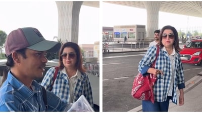 Farah Khan and her cook Dilip were spotted at the Mumbai airport on Thursday morning. Farah Khan and her cook Dilip were spotted at the Mumbai airport on Thursday morning.