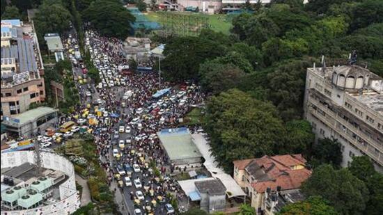According to the police, around 50,000 people were within a 1-kilometre radius. (AFP photo)