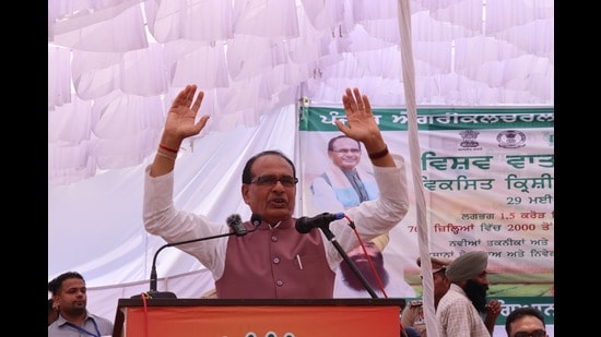 Union minister Shivraj Singh Chouhan at the PAU on Thursday. (HT Photo)