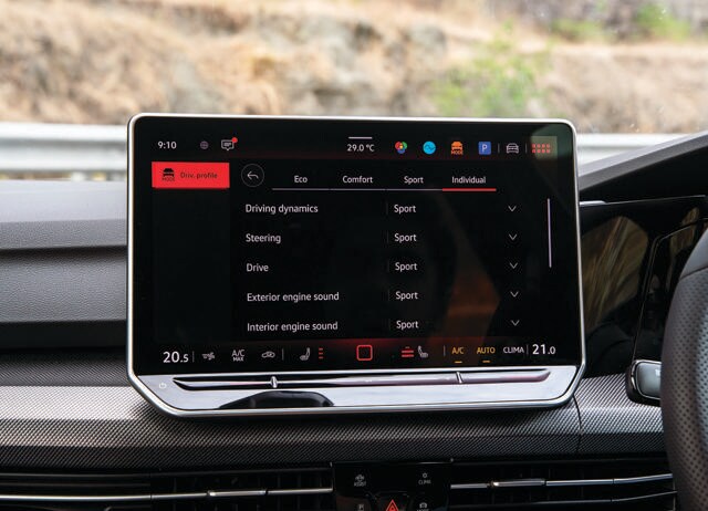 The car has a 12.9-inch central infotainment screen and a 10.25-inch digital driver display. The car has a 12.9-inch central infotainment screen and a 10.25-inch digital driver display.