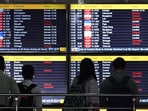 Flight Information at Terminal 3 of the IGI Airport in New Delhi, India, on Friday, May 9, 2025.