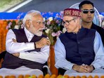 Prime Minister Narendra Modi with Jammu and Kashmir chief minister Omar Abdullah during the foundation stone laying and inauguration of various development projects at Katra, in Reasi district, on Friday Prime Minister Narendra Modi with Jammu and Kashmir chief minister Omar Abdullah during the foundation stone laying and inauguration of various development projects at Katra, in Reasi district, on Friday