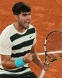 Spain's Carlos Alcaraz reacts against Italy's Lorenzo Musetti during their French Open semi-final. (AFP) Spain's Carlos Alcaraz reacts against Italy's Lorenzo Musetti during their French Open semi-final. (AFP)