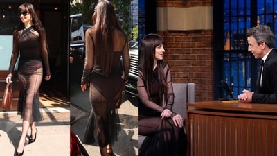 Dakota Johnson's all-sheer number may just be the 2025 update on the 'revenge dress' (Photos: X)