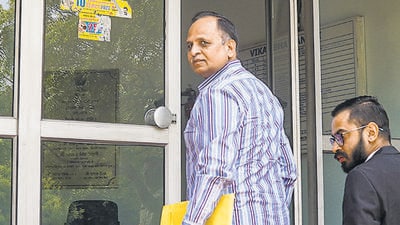 Former Delhi minister Satyendar Jain appears before the Anti-Corruption Branch for questioning in New Delhi on Friday. (PTI) Former Delhi minister Satyendar Jain appears before the Anti-Corruption Branch for questioning in New Delhi on Friday. (PTI)