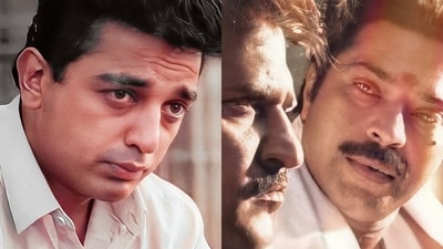 Kamal Haasan, Rajinikanth, Mammootty in stills from Nayakan and Thalapathi. Kamal Haasan, Rajinikanth, Mammootty in stills from Nayakan and Thalapathi.