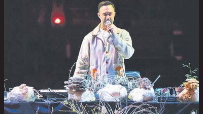 Nayar uses synthesisers to convert electric signals from mushrooms and plants into sounds. (ANDRE CHAN) Nayar uses synthesisers to convert electric signals from mushrooms and plants into sounds. (ANDRE CHAN)