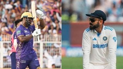 Andre Russell shared his thoughts on the red-ball cricket debate following Virat Kohli’s strong statement. (HT Photo and PTI) Andre Russell shared his thoughts on the red-ball cricket debate following Virat Kohli’s strong statement. (HT Photo and PTI)