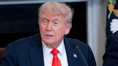 Trump later said the department’s functions will be parceled to other agencies. (Bloomberg) Trump later said the department’s functions will be parceled to other agencies. (Bloomberg)
