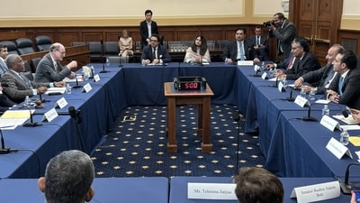 Zardari's Pakistani delegation timed its visit to the US capital around the same time as the Shashi Tharoor-led Indian delegation. (X/@BradSherman) Zardari's Pakistani delegation timed its visit to the US capital around the same time as the Shashi Tharoor-led Indian delegation. (X/@BradSherman)