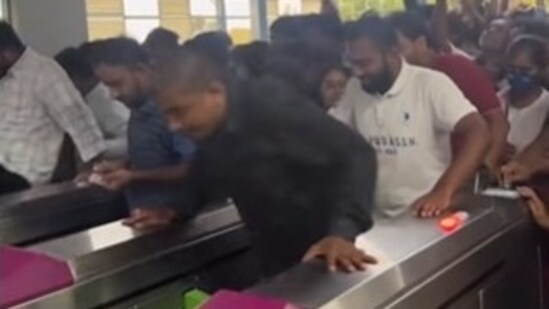 People of were spotted jumping from metro gates in Bengaluru