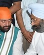 Haryana chief minister Nayab Singh Saini and late Akali leader Sukhdev Singh Dhindsa’s son Parminder Singh Dhindsa in Sangrur on Saturday. (HT Photo) Haryana chief minister Nayab Singh Saini and late Akali leader Sukhdev Singh Dhindsa’s son Parminder Singh Dhindsa in Sangrur on Saturday. (HT Photo)