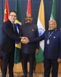 Lok Sabha Speaker Om Birla and Rajya Sabha Deputy Chairman Harivansh Narayan Singh during the 11th BRICS Parliamentary Forum, in Brasilia, Brazil. (@sansad_tv) Lok Sabha Speaker Om Birla and Rajya Sabha Deputy Chairman Harivansh Narayan Singh during the 11th BRICS Parliamentary Forum, in Brasilia, Brazil. (@sansad_tv)