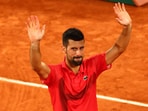 Serbia's Novak Djokovic reacts after his semi final match.