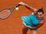 Belarus' Aryna Sabalenka in action during the women's singles final against Coco Gauff of the U.S. 
