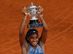 Coco Gauff celebrates winning the French Open 2025, lifting her maiden Roland Garros title and her second Grand Slam.