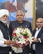 Vice president Jagdeep Dhankhar during a meeting with Punjab & Haryana High Court Bar Association president Sartej Singh Narula, and others at Punjab Raj Bhawan in Chandigarh. (Sourced)