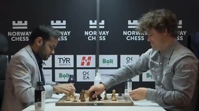Magnus Carlsen was checkmated by Arjun Erigaisi. (Twitter)