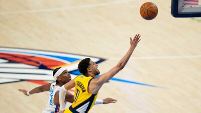 OKC has won 2 of 3 games against the Pacers this season. Based on DraftKings Sportsbook's opening lines, the Thunder are -11-point favorites against the Pacers and the over/under is 228.5 total points. (IMAGN IMAGES via Reuters Connect)