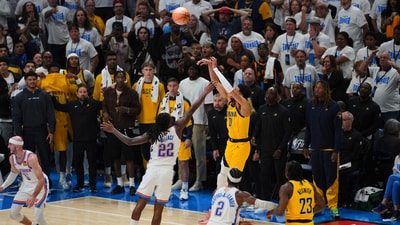 Tyrese Haliburton scored a game-winning jumpshot to give the Indiana Pacers a 111-110 lead vs Oklahoma City Thunder, which is where the game would finish. (AP) Tyrese Haliburton scored a game-winning jumpshot to give the Indiana Pacers a 111-110 lead vs Oklahoma City Thunder, which is where the game would finish. (AP)