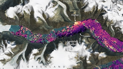The 'mega' tsunami event unfolded in the Dickson Fjord in eastern Greenland (swot.jpl.nasa.gov) The 'mega' tsunami event unfolded in the Dickson Fjord in eastern Greenland (swot.jpl.nasa.gov)