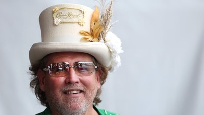 Race fan Marc Simms from Kentucky posed for a portrait at Saratoga Race Course on June 7, 2025, ahead of the 157th running of the Belmont Stakes. (Photo by AL BELLO / GETTY IMAGES NORTH AMERICA / Getty Images via AFP) (Getty Images via AFP) Race fan Marc Simms from Kentucky posed for a portrait at Saratoga Race Course on June 7, 2025, ahead of the 157th running of the Belmont Stakes. (Photo by AL BELLO / GETTY IMAGES NORTH AMERICA / Getty Images via AFP) (Getty Images via AFP)