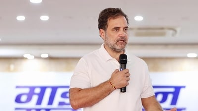 Rahul Gandhi alleged that the 2024 Maharashtra assembly elections were a "blueprint for rigging democracy." (HT Photo)
