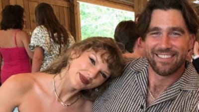 Taylor Swift and Travis Kelce's pics from a family wedding. Taylor Swift and Travis Kelce's pics from a family wedding.