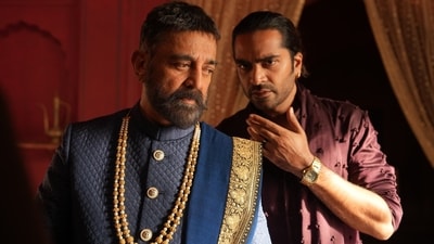 Thug Life box office collection day 3: Kamal Haasan and Silambarasan TR in a still from the film. Thug Life box office collection day 3: Kamal Haasan and Silambarasan TR in a still from the film.
