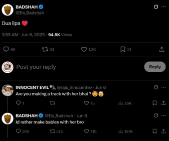 Badshah on collaboration with Dua Lipa. Badshah on collaboration with Dua Lipa.