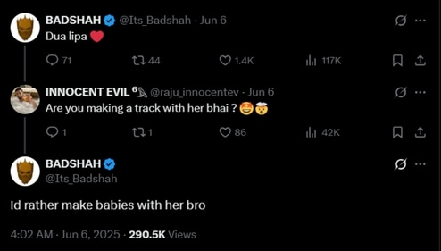 Badshah's post for Dua Lipa Badshah's post for Dua Lipa