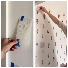 Hand painting a wallpaper-like design on your wall gives you control over the colours and design (instagram) Hand painting a wallpaper-like design on your wall gives you control over the colours and design (instagram)