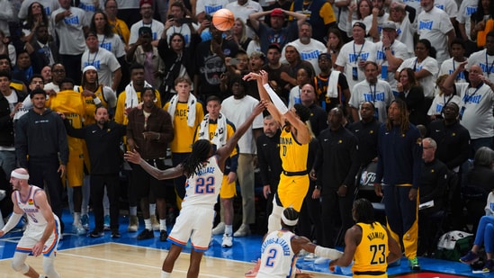 Tyrese Haliburton scored a game-winning jumpshot to give the Indiana Pacers a 111-110 lead vs Oklahoma City Thunder, which is where the game would finish. (AP)