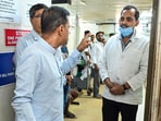 Goa Health Minister Vishwajit Rane speaks to a doctor during a visit to Goa Medical College and Hospital on Saturday. Goa Health Minister Vishwajit Rane speaks to a doctor during a visit to Goa Medical College and Hospital on Saturday.