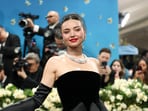 Miranda Kerr poses during the 2025 Met Gala in New York City on May 5, 2025. (REUTERS)