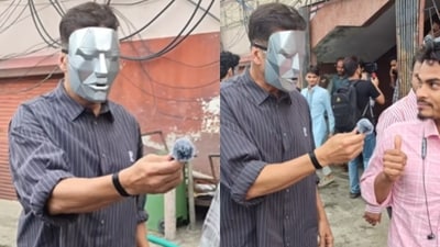 Akshay Kumar wore the killer mask from Housefull 5 to stay anonymous. Akshay Kumar wore the killer mask from Housefull 5 to stay anonymous.