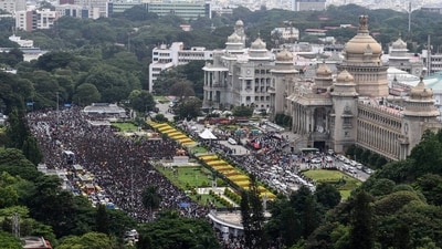 Bengaluru stampede: This photograph shows thousands of fans gathering outside Vidhana Soudha to celebrate Royal Challengers Bengaluru winning the Indian Premier League (IPL), in Bengaluru on June 4 (AFP) Bengaluru stampede: This photograph shows thousands of fans gathering outside Vidhana Soudha to celebrate Royal Challengers Bengaluru winning the Indian Premier League (IPL), in Bengaluru on June 4 (AFP)