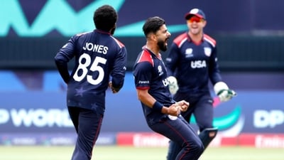 Ali Khan of USA (c) celebrates after dismissing Rishabh Pant during T20 World Cup 2024 (ANI) Ali Khan of USA (c) celebrates after dismissing Rishabh Pant during T20 World Cup 2024 (ANI)