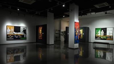 Mumbai, India. June 04, 2025: Twenty-five rare paintings by the late Indian modernist painter M.F. Husain are displayed at the Pundole Gallery in Hamilton House, South Mumbai.Mumbai, India. June 04, 2025. (Photo by Raju Shinde/HT Photo) (Hindustan Times)