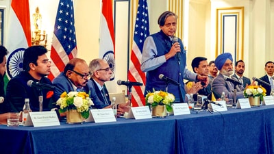 The Shashi Tharoor-led all-party delegation on Operation Sindoor was in the United States on the last leg of its tour. (PTI) The Shashi Tharoor-led all-party delegation on Operation Sindoor was in the United States on the last leg of its tour. (PTI)