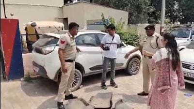 Police recovered the shooter’s escape car at a parking lot in PGIMER. (HT Photo) Police recovered the shooter’s escape car at a parking lot in PGIMER. (HT Photo)