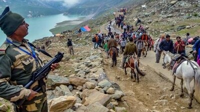 The pilgrimage, scheduled to begin on July 3 and end on August 9, is being held amid a high security alert following Operation Sindoor . (PTI) The pilgrimage, scheduled to begin on July 3 and end on August 9, is being held amid a high security alert following Operation Sindoor . (PTI)