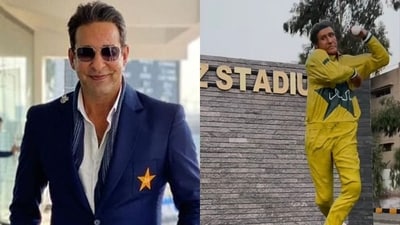 Wasim Akram was honoured with a statue at Niaz Stadium. (Instagram/X) Wasim Akram was honoured with a statue at Niaz Stadium. (Instagram/X)